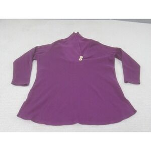 Roaman's Shirt Womens 1X Purple Casual Cowl Neck Cotton Polyester Long Sleev Top